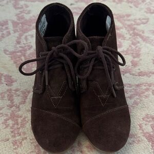 Toms Chocolate Suede Wedge Shoes